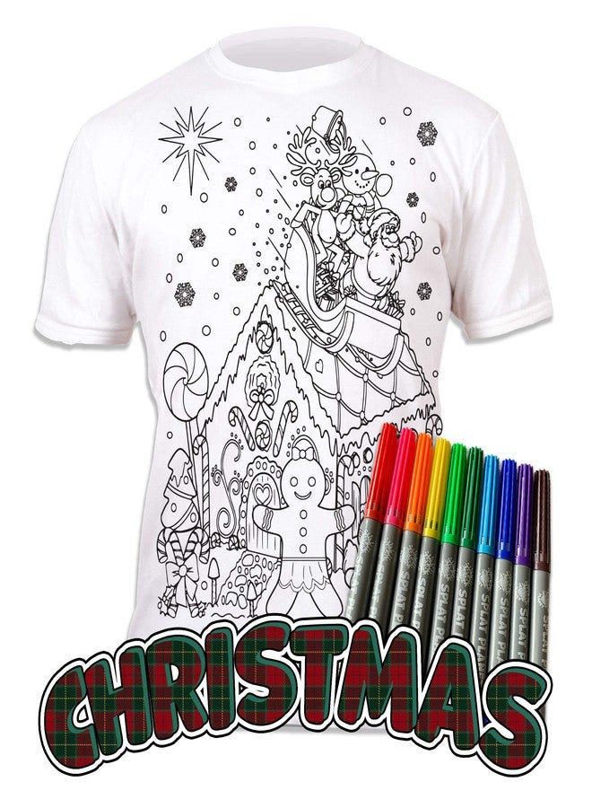 Splat Planet Christmas Gingerbread Magic Colouring T-Shirt with 10 Washable Magic Pens - Colour Your T-Shirt, Wash & Recolour (US, Age, 5 Years, 6 Years) White - Image 2